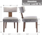 Grey Leather Dining Chairs Set of 2, Upholstered Wooden Dining Room Chairs, Mid Century Modern Farmhouse PU Kitchen Chairs, Accent Armless Side Chairs with Curved Back for Living Room, 2PCS