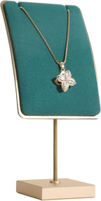 GemeShou Green necklace holder small jewelry stand, Velvet necklace display stand for selling, metal jewelry organizer necklace hanger【Green】
