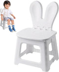 Kids Folding Chair, Rabbit Ear Back, Grey, 11In, Toddler Chair | Sturdy Heavy Duty Build, Cute Rabbit Ear Design, Great for Kitchen & Bathroom