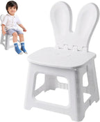 Kids Folding Chair, Rabbit Ear Back, Grey, 11In, Toddler Chair | Sturdy Heavy Duty Build, Cute Rabbit Ear Design, Great for Kitchen & Bathroom