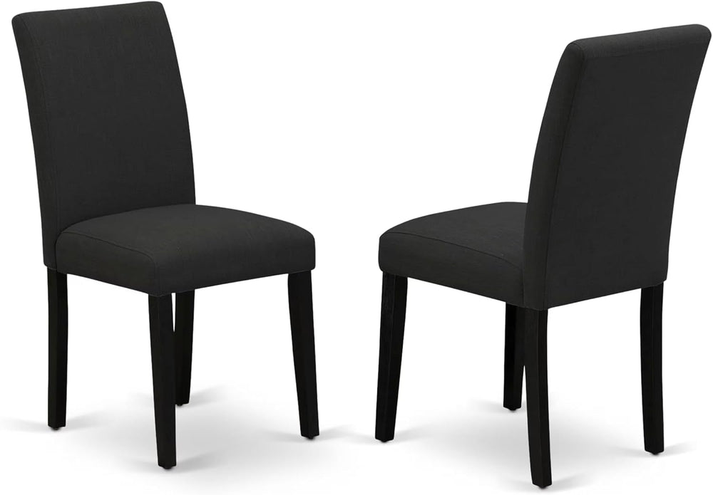 East West Furniture ABP6T24 Abbott Parson Chairs - Black Color Linen Fabric U...