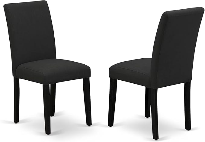 East West Furniture V627AB624-9 9 Piece Dining Table Set Includes a Rectangle Dining Room Table with V-Legs and 8 Black Color Linen Fabric Parsons Chairs, 40x72 Inch, Multi-Color