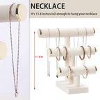 3 Tier Bracelet Holder,Bracelet Display Stand with Metal Cap,Beige White Velvet Jewelry Organizer Displays for Necklace Scrunchies Watches Hair Ties.