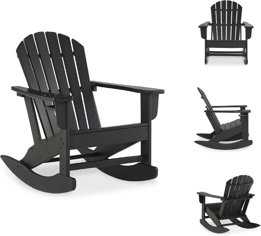 Signature Design by Ashley Sundown Treasure Outdoor Rocking Chair in Black, A...