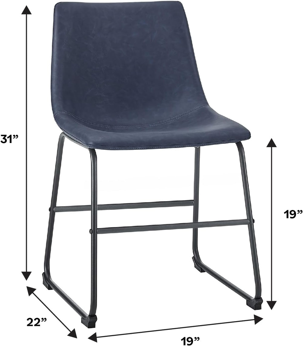 Walker Edison Douglas Urban Industrial Faux Leather Armless Dining Chairs, Se...