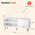 WLIVE TV Stand for 55 Inch TVs, Entertainment Center with Storage Cabinet, Mid-Century TV Stands for Living Room and Bedroom, 50" TV Console, White