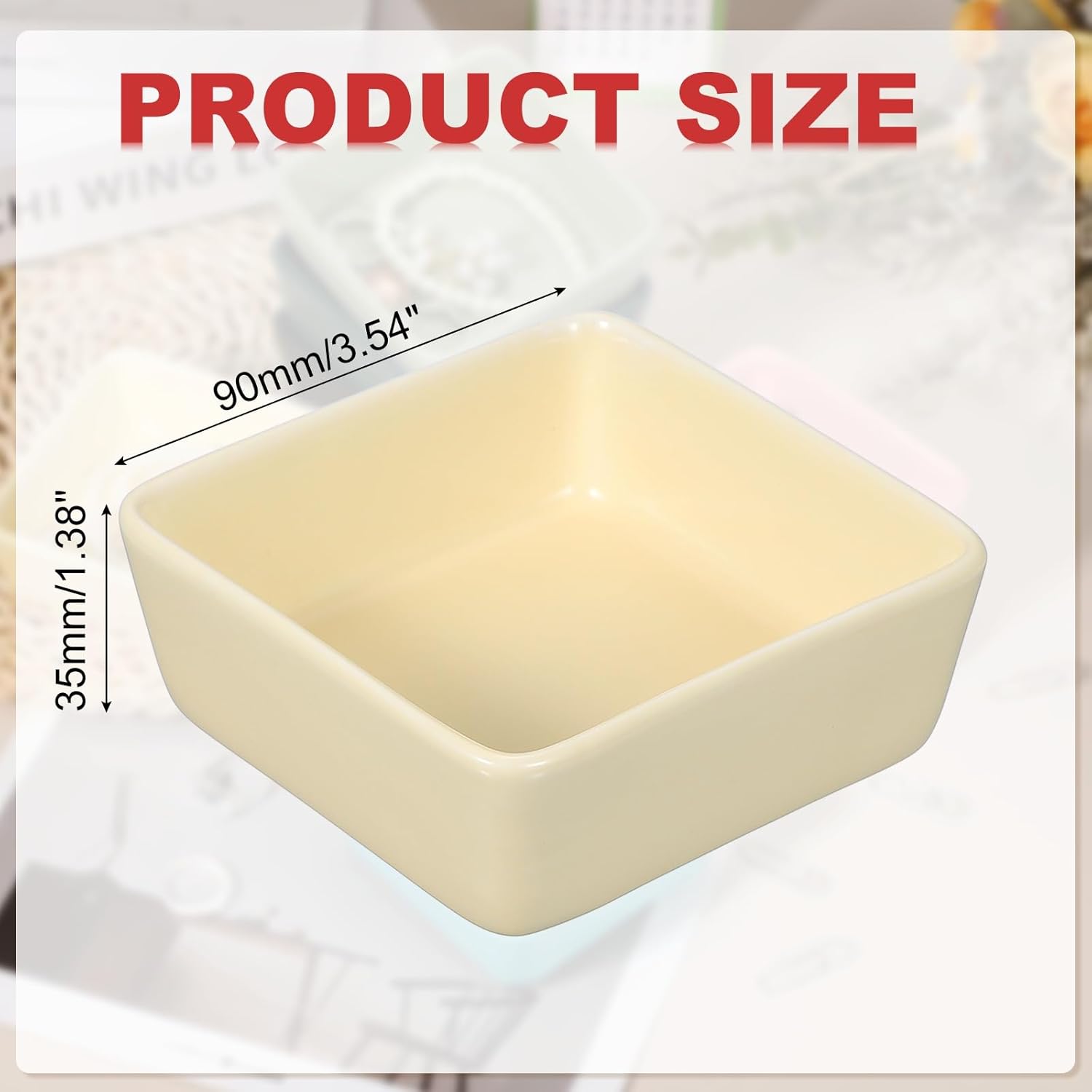 PATIKIL Square Paper Clip Holders, Ceramic Bowl Dish Clip Dispenser Organizer Desk Organizer Accessories for Office Desktop Decor Bobby Pin Binder Paper Clamp, Cream Yellow