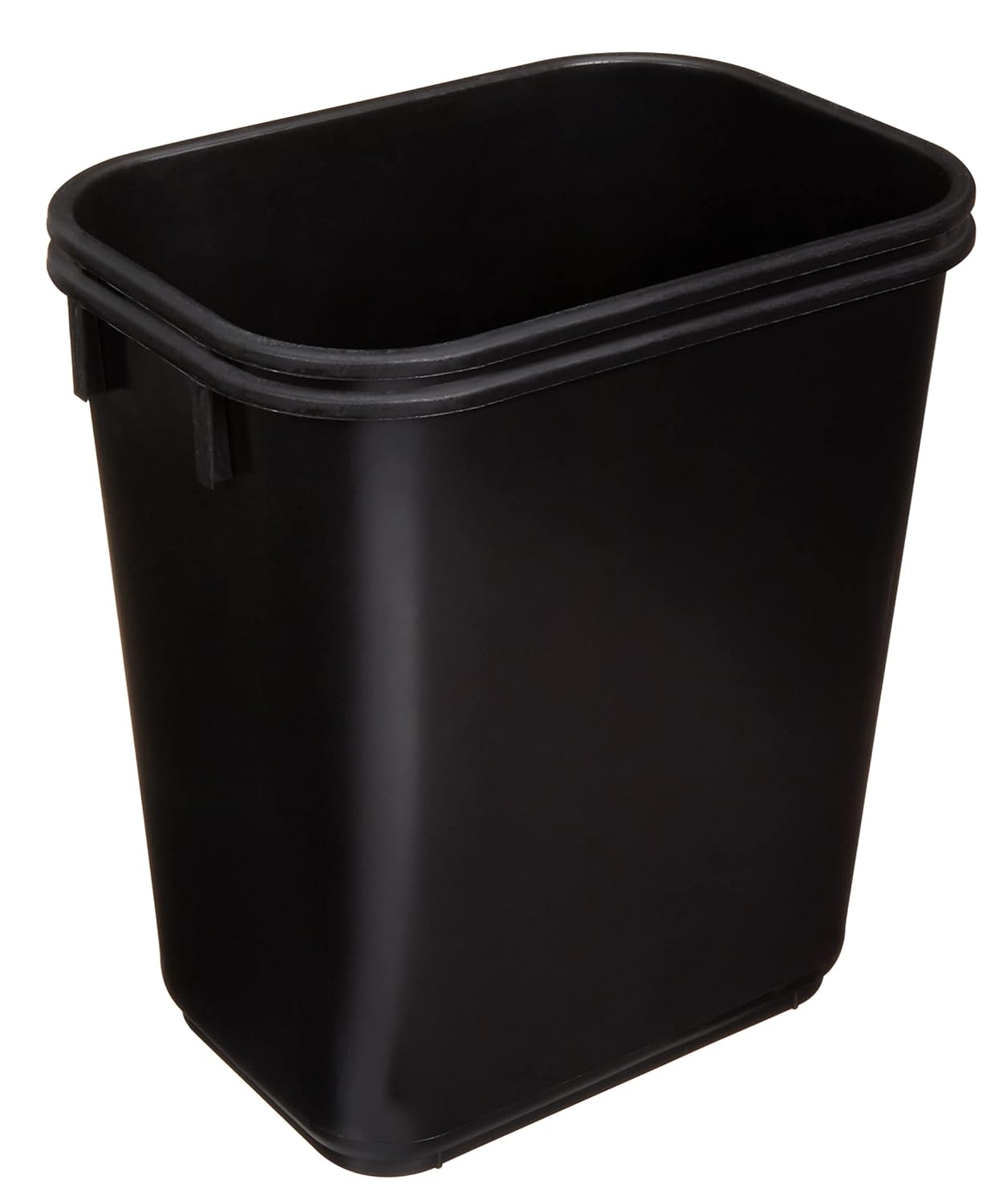 Amazon Basics Small Rectangular Commercial Office Wastebasket, Easy to Clean,11.4"L x 8"W x 12"H , 3 Gallon, Black, 2-Pack