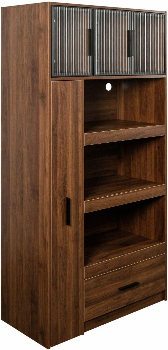 70.87" Kitchen Pantry Cabinet with Multi-Functional Pull-Out Storage She...