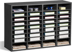 VEVOR Literature Organizer, 36 Compartments Office Mailbox with Adjustable Shelves, Wooden Mailbox Sorter Medium Density Fiberboard Office Home Classroom Storage for Files, Documents, Papers, Grey