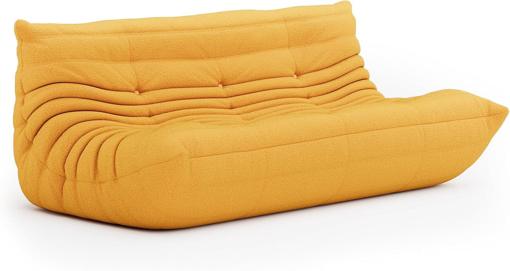 Bean Bag Chair, 3-Seater Memory Foam Fireside Chair, Teddy Yellow | High-dens...