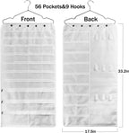 BB Brotrade Hanging Jewelry Organizer,Accessories Organizer,56 Pocket Organizer for Holding Jewelries (White-56 Pockets)