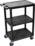 Luxor Multipurpose Storage Utility Cart 3 Shelves Structural Foam Plastic - Black