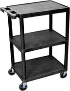 Luxor Multipurpose Storage Utility Cart 3 Shelves Structural Foam Plastic - Black