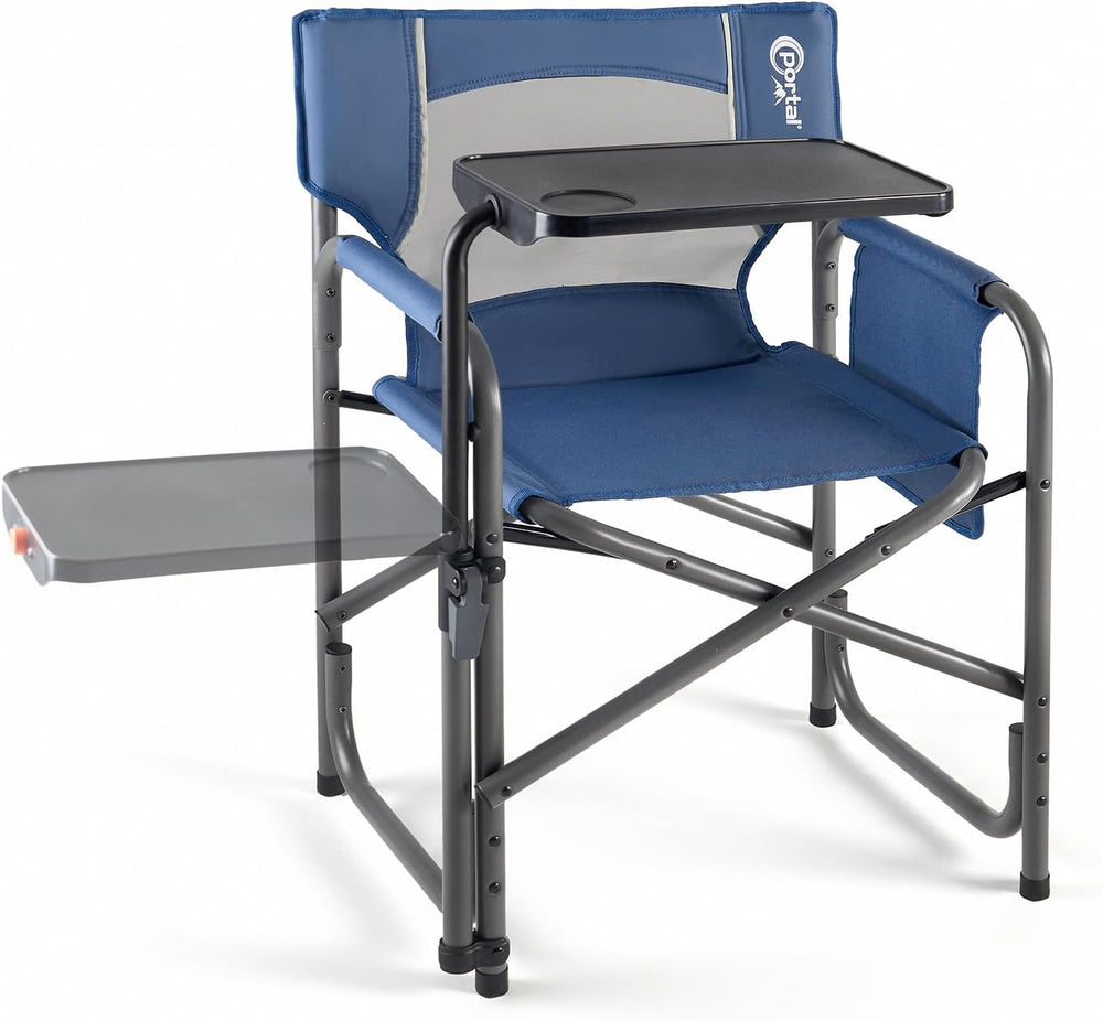 Portal Folding Director Chair with 2-Way Rotating Side Table, Heavy Duty 300 ...