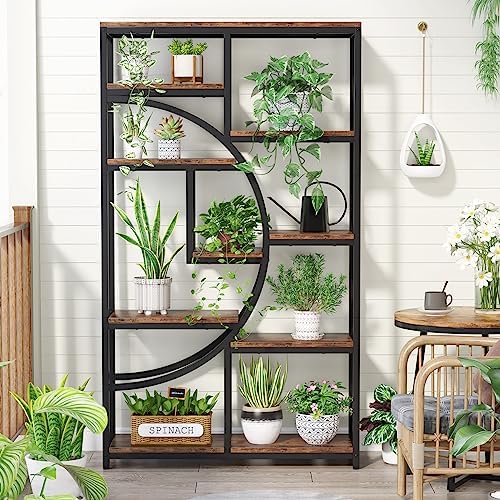 Tribesigns Industrial Bookshelf Bookcase with 9 Open Shelf (Rustic Brown)