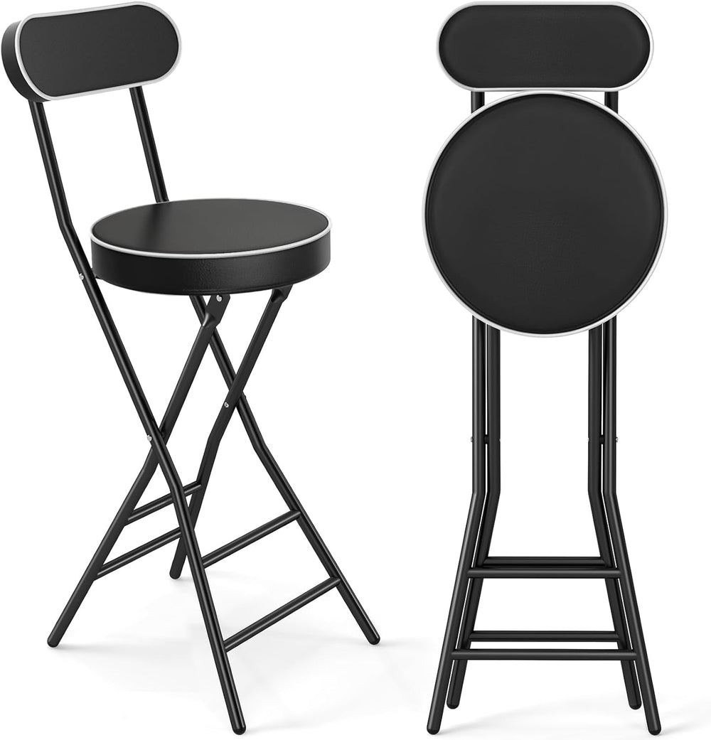 TAVR Folding Chair, Tall Folding Bar Chair with Backrest & Safety Lock, P...