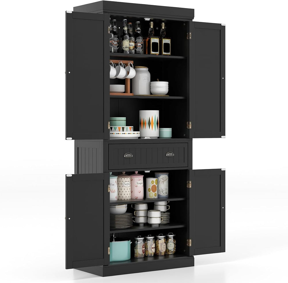 Giantex Pantry Organizers and Storage, 72" Tall Kitchen Cabinet with 2-D...