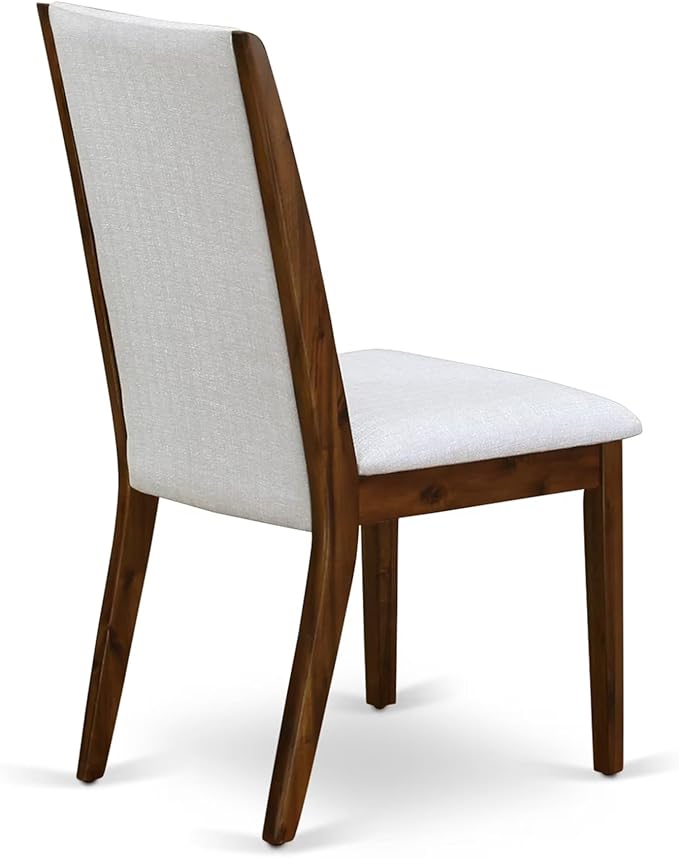 I2LA5-50N-05 - 5-Piece Mid Century Dining Set Includes A Table and 4 Grey Polyester Fabric Mid Century Dining Chairs with High Back, Antique Walnut