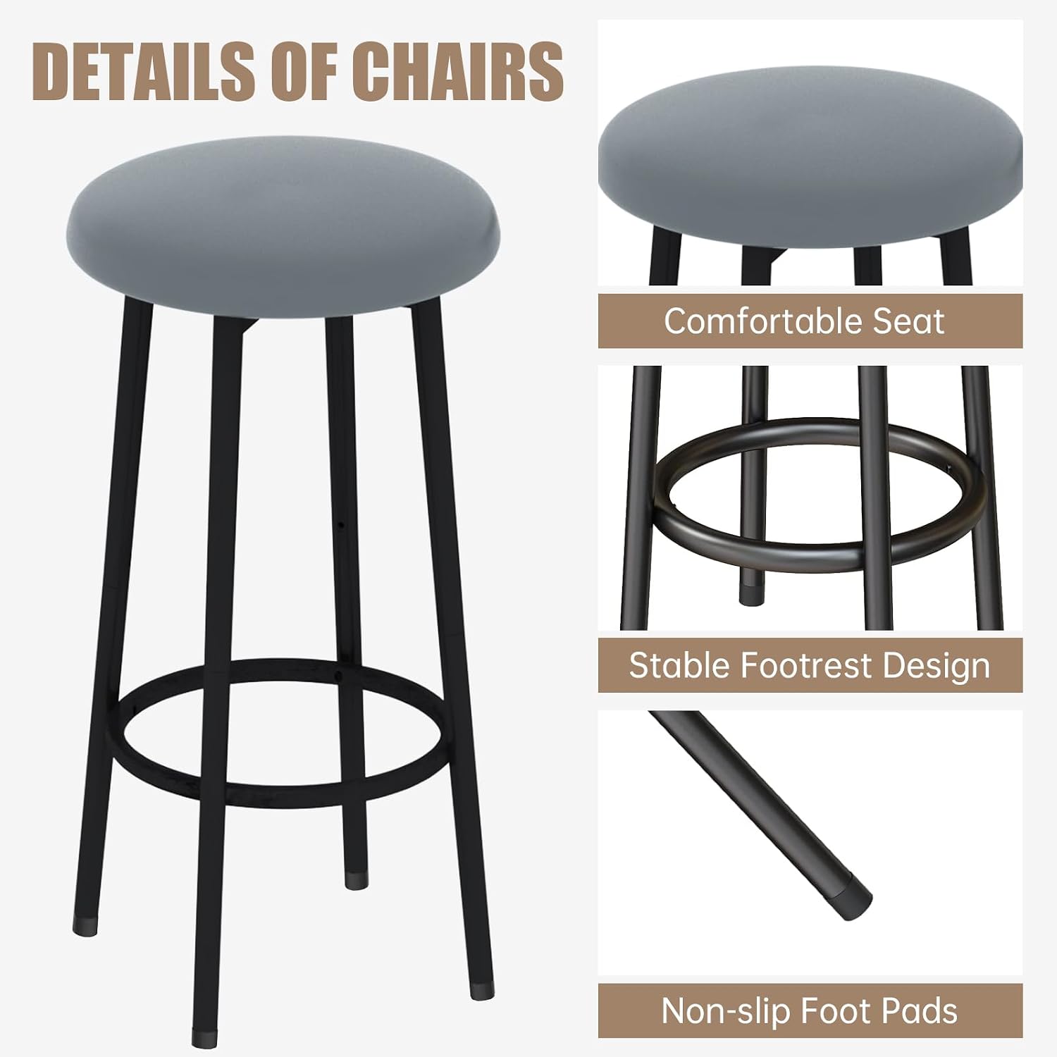 AWQM Kitchen Island with Seating & Storage, Bar Table and Chair Set, Grey | Modern Bar Table and Chairs Set for 2, Faux Marble Island Table, with 2 Chair, For Small Space, Apartment, Home Bar