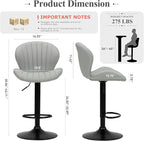 COLAMY Bar Stools Set of 4, Modern Swivel Bar Chairs, Adjustable Faux Leather Upholstered Barstools Counter Height with High Backrest for Bar, Kitchen Island, Dining Room, Grey
