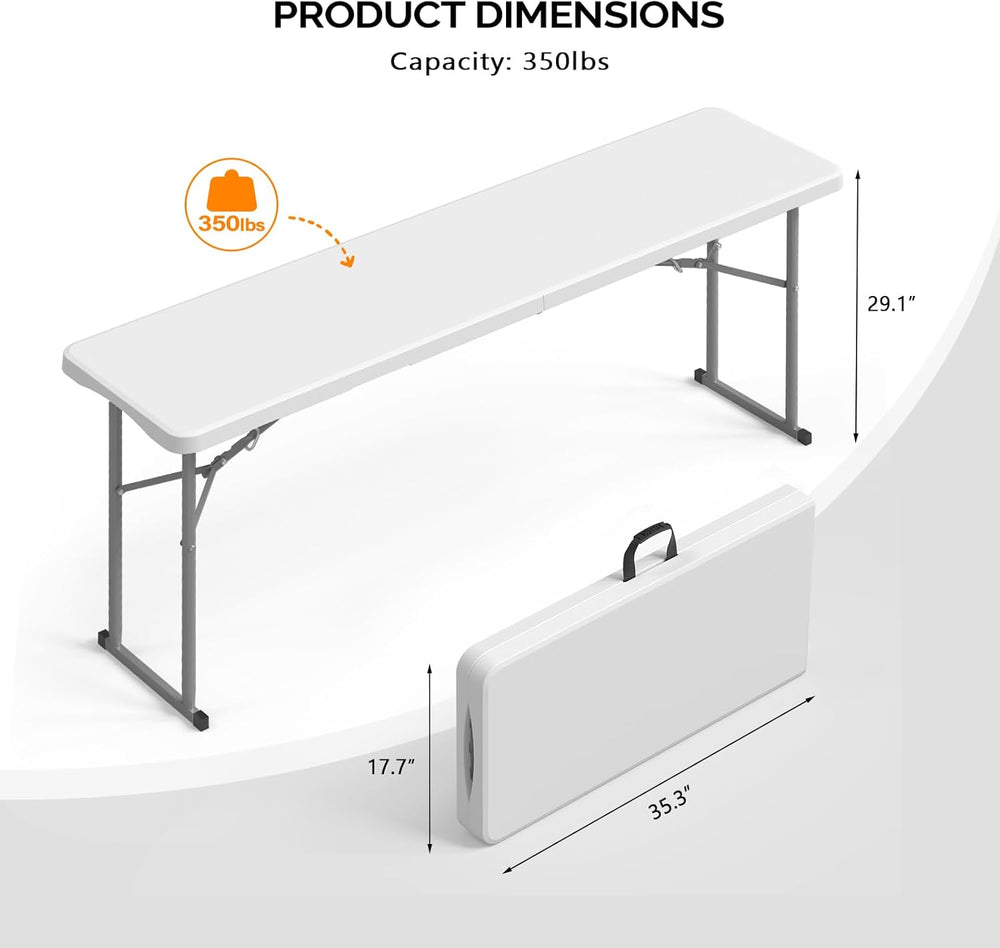 VINGLI 6 FT Narrow Folding Table, Tabletop Folded in Half, Premium Quality HD...