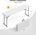 VINGLI 6 FT Narrow Folding Table, Tabletop Folded in Half, Premium Quality HDPE Material and Sturdy Metal Frame, Perfect for Buffet, Seminar, Party, Training, Home Work, White