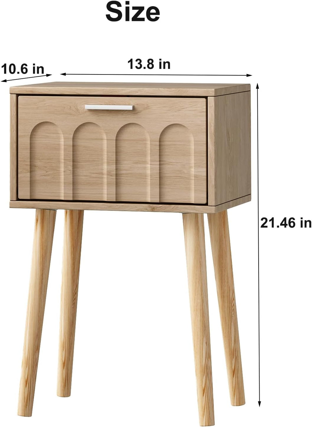LAATOOREE Nightstand Set of 2, Small Bed Side Table with Arch Door, Mid-Centu...