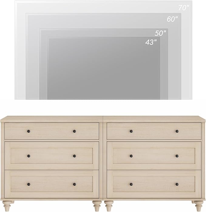 WAMPAT Entertainment Center with Bookshelves for TVs up to 75", Farmhouse Wall Unit TV Stand with Drawers, Media Console Table for Living Room, Bedroom & Home Theater, Light Oak