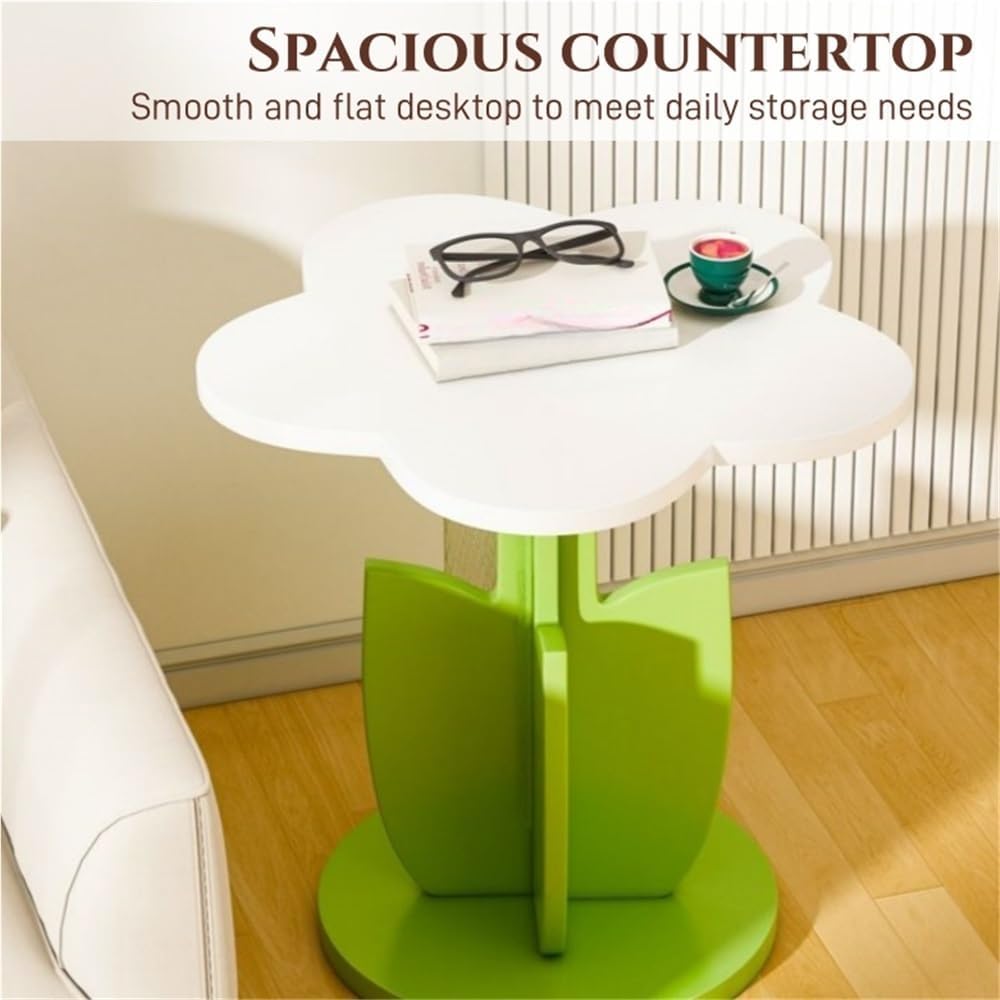 Funky Flower-Shaped Sofa Side Table, Small Nightstand/Coffee Table with Stora...