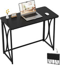 Folding Desk, 31.5" Small Desk for Bedroom, Space Saving Foldable Computer Desk for Home Office, Easy Assembly, Black