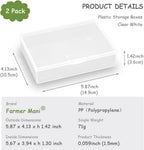 2 Pack Rectangle Plastic Clear Storage Containers Box (5.87 x 4.13 x 1.42 in), Clear Plastic Beads Storage Containers Box with Lid for Beads, Coins, Safety Pins and Other Craft Jewelry Watch Findings