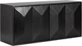 Kate and Laurel Ranier Modern Wooden Two-Door Wall Cabinet, 30 x 10 x 14, Black, Decorative Storage Cabinet with Dimensional Face for Use as Floating Nightstand or Floating TV Shelf
