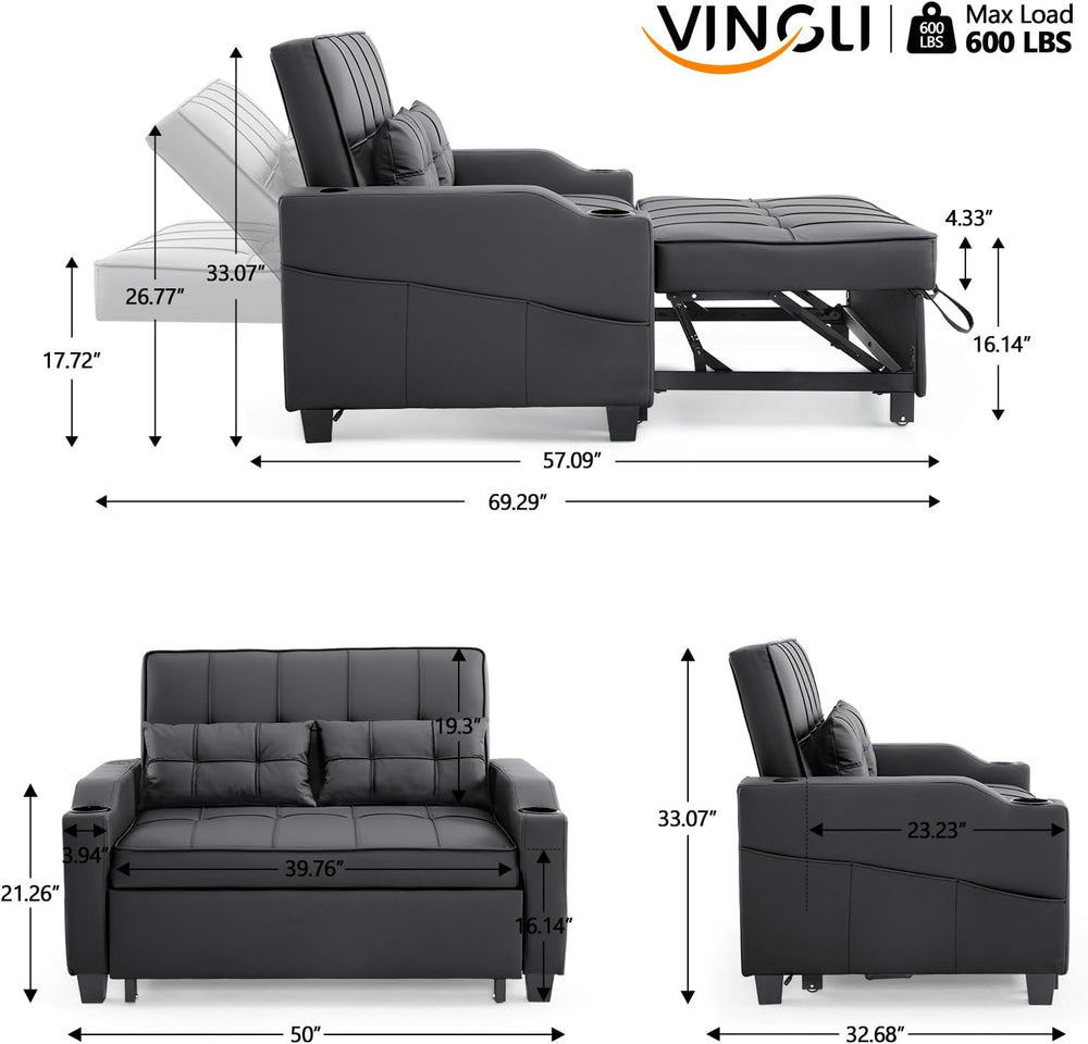 VINGLI Convertible Loveseat Sleeper Sofa Bed, Pullout Couch for Living Room |...
