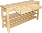 Wood Shoe Bench Entryway with Drawer: 3-Tiers Wooden Storage Shoe Rack with Bench Seat, Compact Mid-Century Modern Design for Entryway,Hallway,Closet,Front Door Entrance,Foyer Natural 39.3"