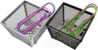 HAHIYO Stackable Paper Clip Mesh Holder Cup 2.2" Height 4 Pack Sturdy Paperclip Holder Container for Desk Drawer Organizer Collection for Home Office School Black Silver Soft Foam Feet No Sharp Edges