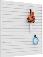 Slatwall Panel Garage Organizer PVC Slatwall Heavy Duty Wall Mounted Rack, Interlocking Slat Wall Panels for Tool Organization Peg Board(White 4 x 4 ft)