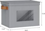 Univivi Storage Bins with Lids Collapsible Foldable Closet Storage Boxes for Clothes [3-Pack] Containers boxes with Handles Closet Storage for Home, Office, Bedroom (Grey,17" x 12"x 12")
