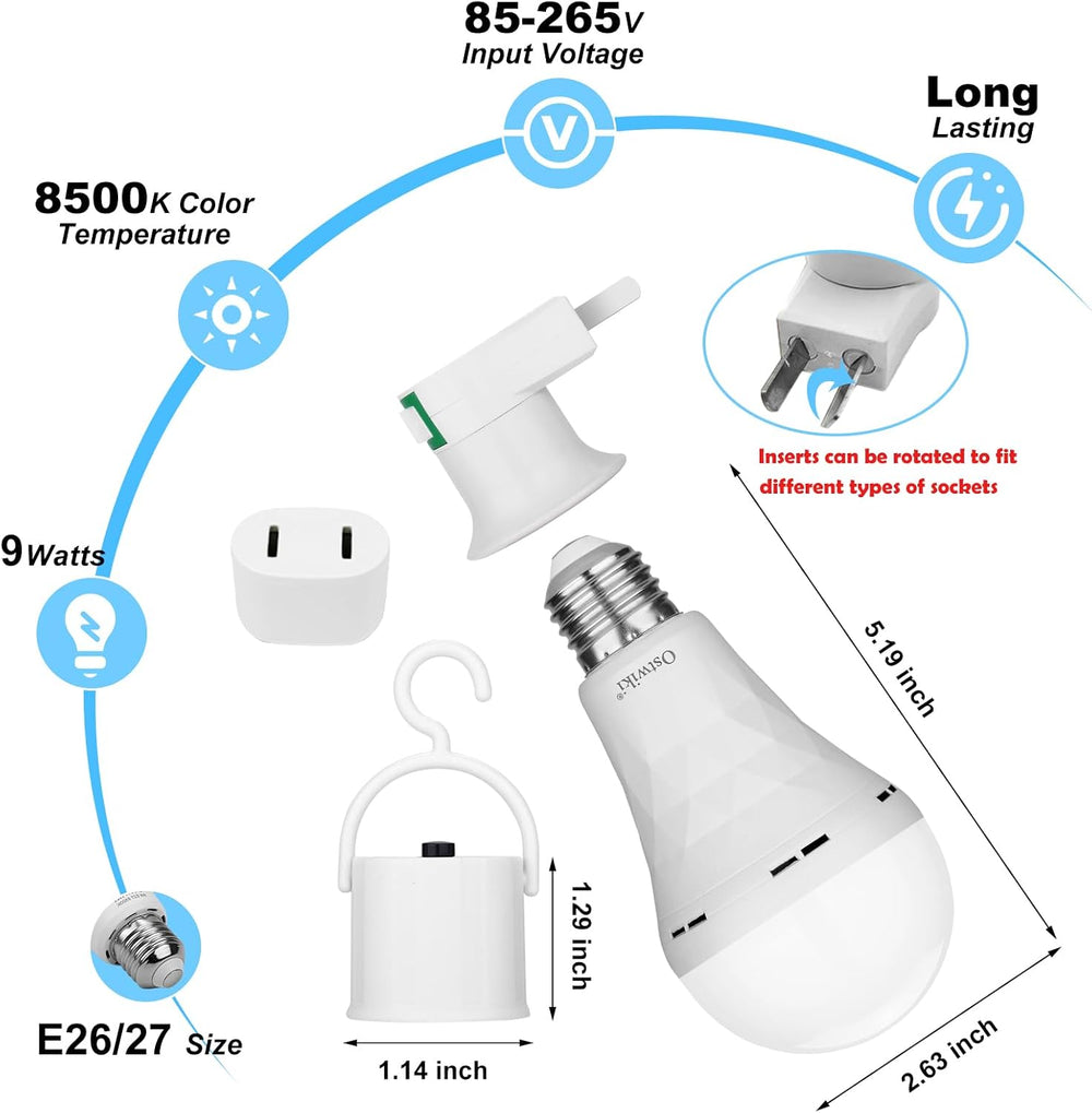 Ostwiki 6 Pack Rechargeable Emergency Light Bulbs Battery Operated Bulb