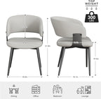 Modern Dining Chairs Set of 4, Faux Leather Upholstered Kitchen Chairs with Curved Back and Metal Legs, Mid Century Chairs for Dining Room, Kitchen, or Café (Light Gray)