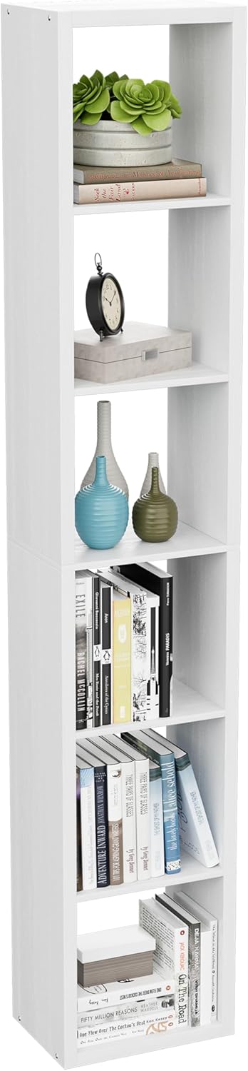 Tall Cube Storage Organizer Bookcase, 6 Tier 11 inch Open Back Cubical Shelf ...