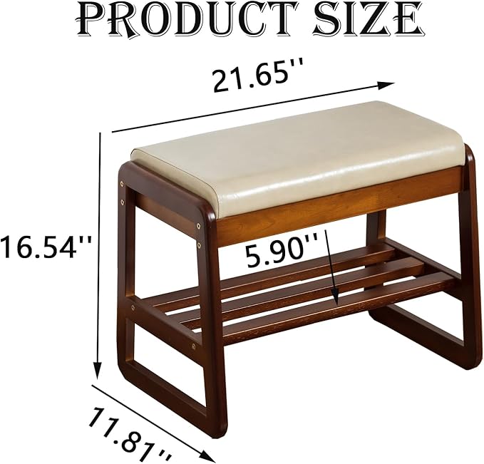 latifolia Solid Wood Bench, Entryway Shoe Bench with Cushion, Flip-Open Stora...