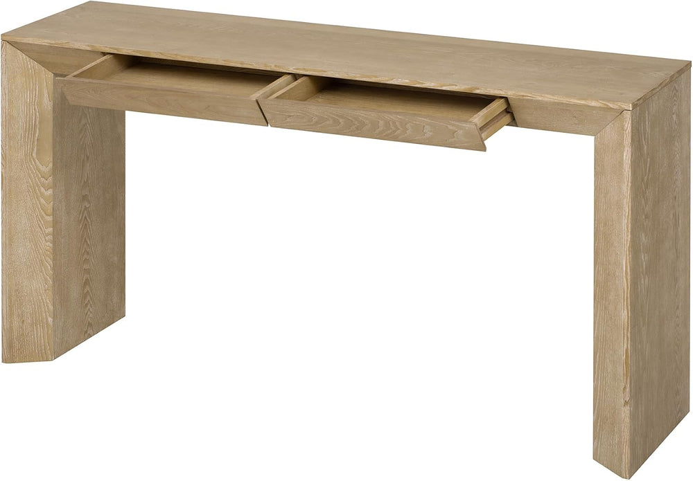 Merax Modern Entryway Table with 2 Concealed Drawers, Natural | Long Farmhous...