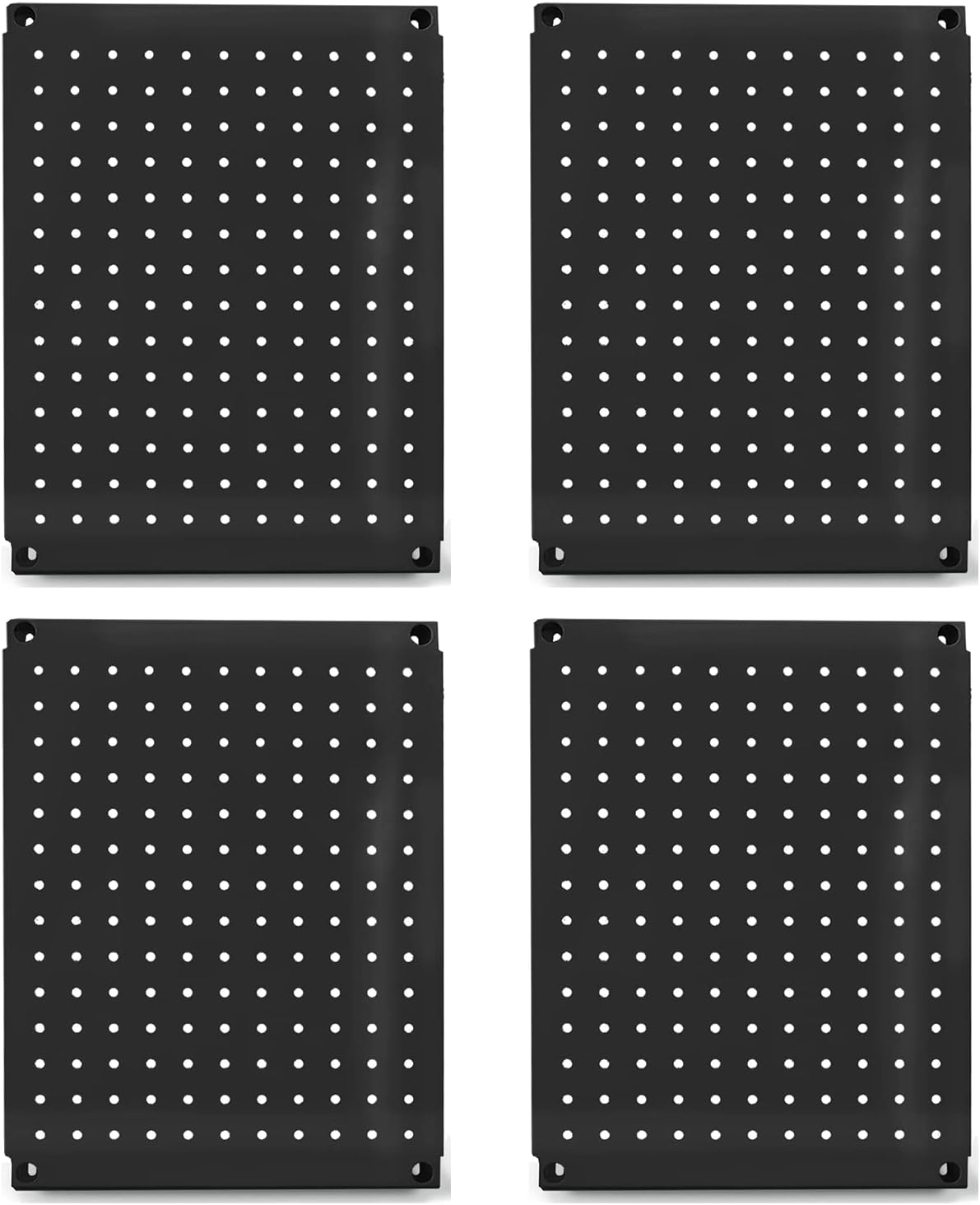 Metal Pegboard 12-Inch Tall x 16-Inch Wide Heavy Duty Wall Organizer for Home Garage Tool Storage 4pcs Black