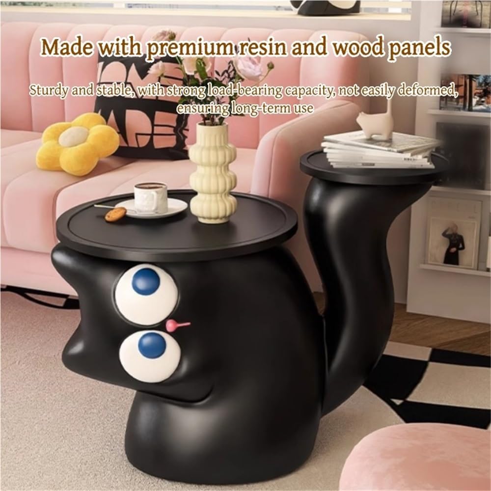 Creative Resin Side Table, Cartoon Night Stand with Double Tabletop, Irregula...
