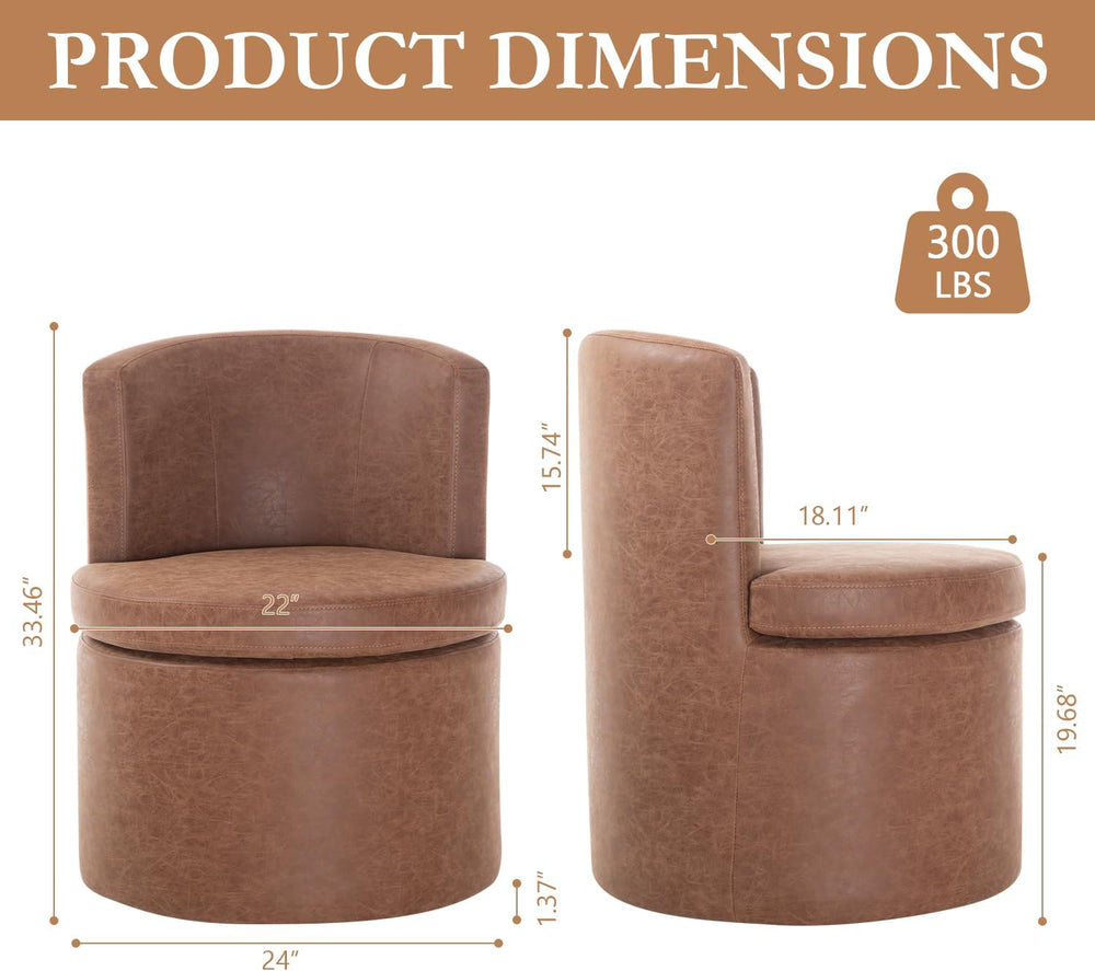Faux Leather Rolling Dining Chairs with Casters Set of 2, Modern Upholstered ...