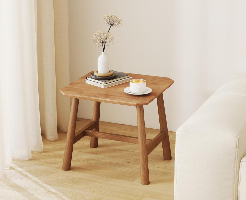 CIMOTA Solid Wood Side Table Modern Small Square End Table for Living Room Fa...