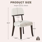 Modern Wood Dining Chairs Set of 2, Velvet Upholstered Kitchen Chairs with Open Curved Backrest & Black Hardwood Legs for Vanity, Living Room, 350 LBS Capacity, White