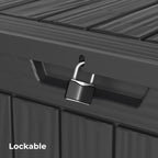 35 Gallon Outdoor Storage Box Waterproof Lockable Resin Deck Box Large, Patio Storage Bin for Pool Accessories Cushion Furniture, Garden Tools, UV-Resistant Outside Delivery Black