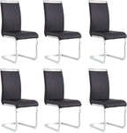 AZmac Modern Leather Dining Chairs Set of 6,Armless Kitchen Chairs,Dining Room Chairs with Upholstered Padded Seat and Sturdy Chrome Legs for Dining Room,Kitchen (Set of 6, Black+PU Leather)
